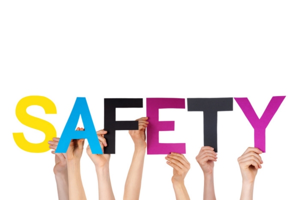 SAFETY spelled using cutout letters held up by hands of different people depicting propane guidelines