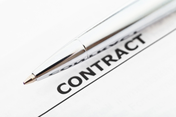 contract printed on paper with silver pen