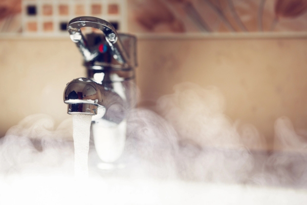 hot water from tap with steam