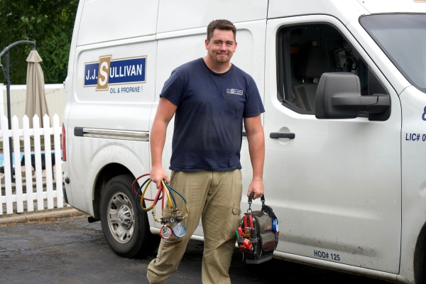 J.J. Sullivan HVAC technician and service van