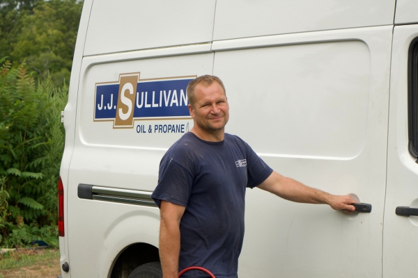 J.J. Sullivan HVAC technician and service van