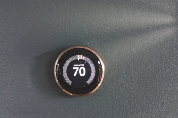 smart thermostat on a wall